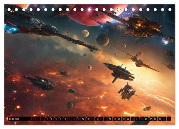 Produktbild: Futuristische Weltraumschlachten (Tischkalender 2026 DIN A5 quer), CALVENDO Monatskalender