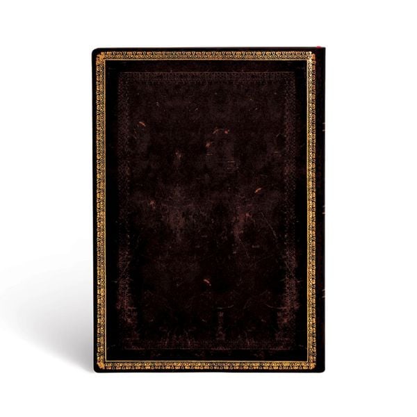 Produktbild: Softcover Notizbuch Schwarzes Marokkoleder, Midi, Liniert