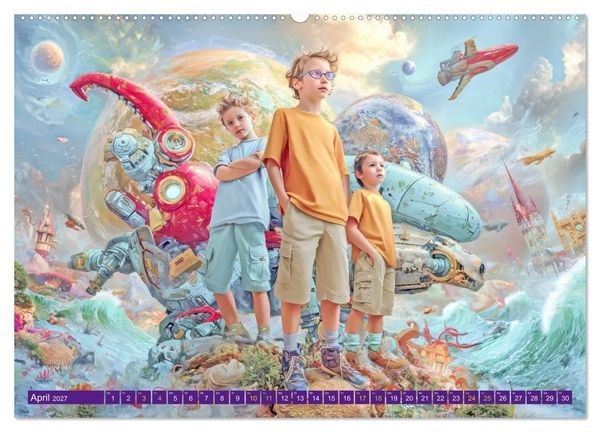Produktbild: Meine verr&uuml;ckte Welt - Kinderwelten (hochwertiger Premium Wandkalender 2027 DIN A2 quer), Kunstdruck in Hochglanz