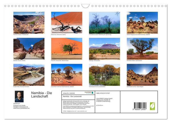 Produktbild: Namibia - Die Landschaft (Wandkalender 2026 DIN A3 quer), CALVENDO Monatskalender