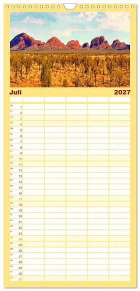 Produktbild: Familienplaner 2027 - Faszination Australien - eine Traumreise mit 5 Spalten (Wandkalender, 21 x 45 cm) CALVENDO