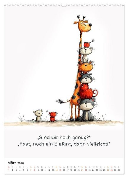 Produktbild: Tierische. Witzig. Wahr. (hochwertiger Premium Wandkalender 2026 DIN A2 hoch), Kunstdruck in Hochglanz