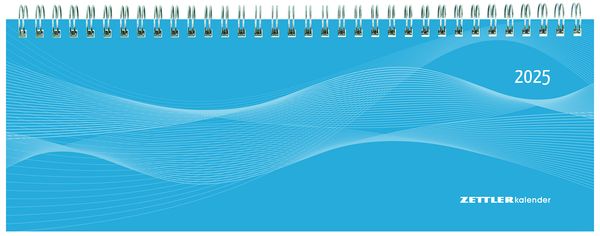 Tisch-Querkalender Profi blau 2025 - Büro-Planer 29,7x10,5 cm - Tisch-Kalender - 1 Woche 2 Seiten - Ringbindung - Zettle