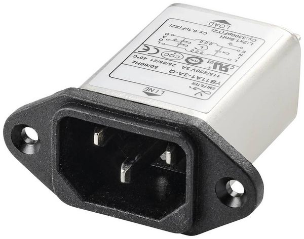 TRU COMPONENTS TC-10101444 Netzfilter mit Kaltgerätebuchse 250 V/AC 3A 1.8 mH 1St.