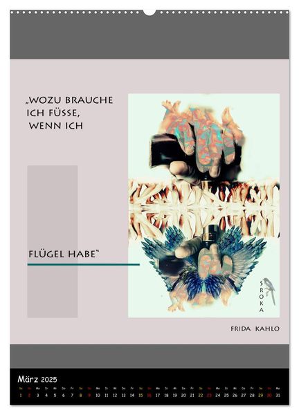 Produktbild: Frida Kahlo - Zitate im Dialog (Wandkalender 2025 DIN A2 hoch), CALVENDO Monatskalender