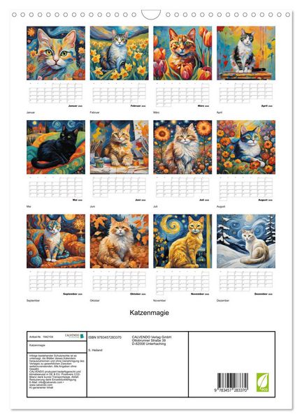 Produktbild: Katzenmagie (Wandkalender 2026 DIN A3 hoch), CALVENDO Monatskalender