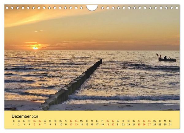 Produktbild: Ostsee von Heringsdorf bis Hiddensee (Wandkalender 2026 DIN A4 quer), CALVENDO Monatskalender