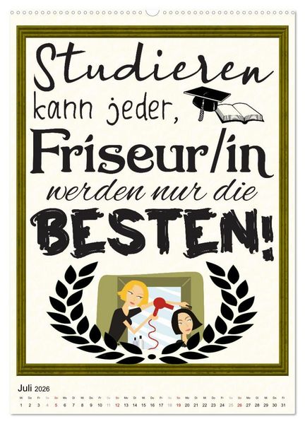 Produktbild: Friseur-Spr&uuml;che (hochwertiger Premium Wandkalender 2026 DIN A2 hoch), Kunstdruck in Hochglanz