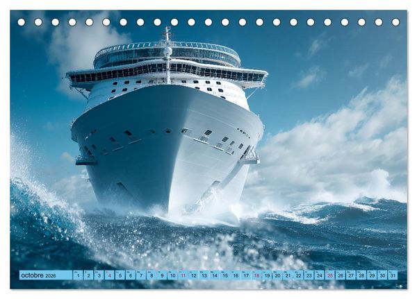 Produktbild: Paquebots de croisi&egrave;re - G&eacute;ants des mers impressionnants (Calendrier de bureau 2026 DIN A5 vertical), CALVENDO calendrier mensuel