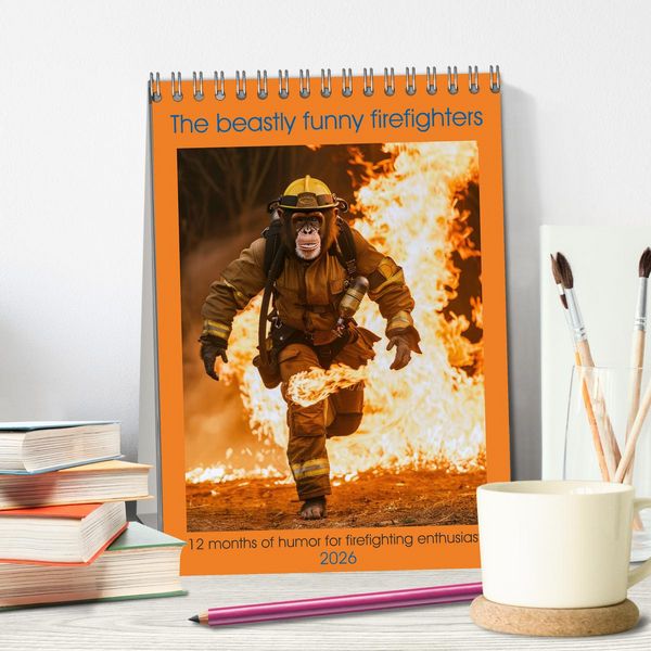 Produktbild: The beastly funny firefighters (Desk Calendar 2026 DIN A5 portrait), CALVENDO 12 Month DeskCalendar