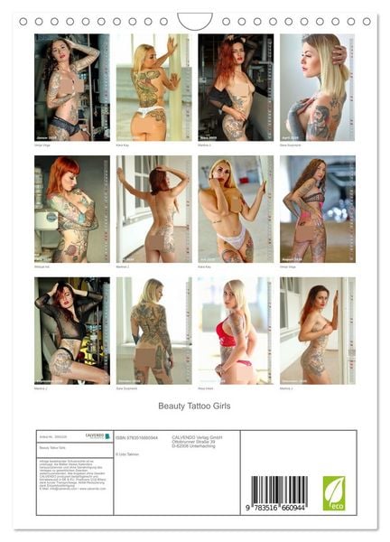 Produktbild: Beauty Tattoo Girls (Wandkalender 2026 DIN A4 hoch), CALVENDO Monatskalender