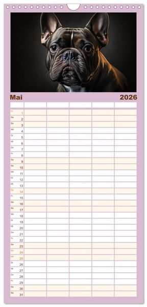 Produktbild: Familienplaner 2026 - Hunde Portr&auml;ts mit 5 Spalten (Wandkalender, 21 x 45 cm) CALVENDO