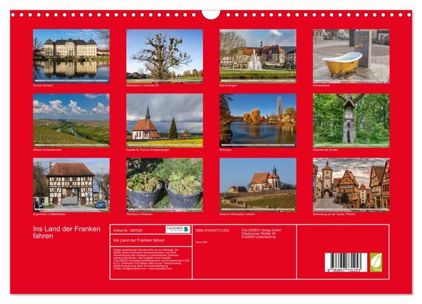 Produktbild: Ins Land der Franken fahren (Wandkalender 2026 DIN A3 quer), CALVENDO Monatskalender