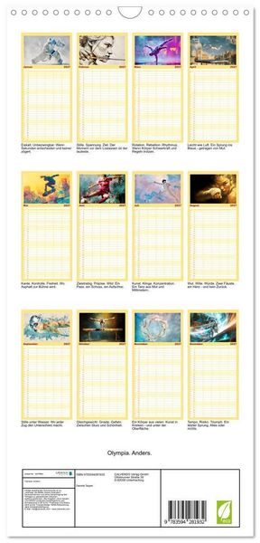 Produktbild: Familienplaner 2027 - Olympia. Anders. mit 5 Spalten (Wandkalender, 21 x 45 cm) CALVENDO