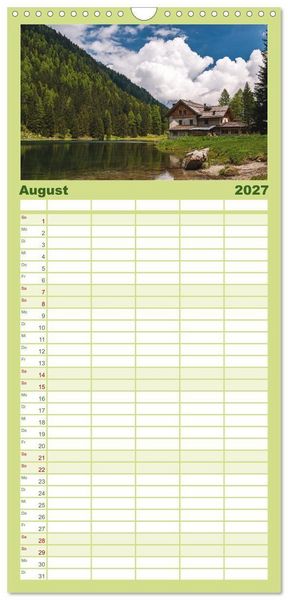 Produktbild: Familienplaner 2027 - Alpensee - Wunder der Natur mit 5 Spalten (Wandkalender, 21 x 45 cm) CALVENDO