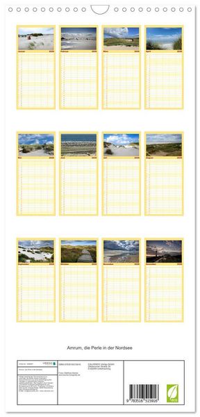 Produktbild: Familienplaner 2026 - Amrum, die Perle in der Nordsee mit 5 Spalten (Wandkalender, 21 x 45 cm) CALVENDO