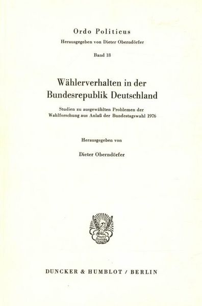 Produktbild: W&auml;hlerverhalten in der Bundesrepublik Deutschland.