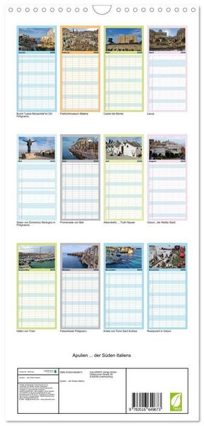Produktbild: Familienplaner 2026 - Apulien ... der S&uuml;den Italiens mit 5 Spalten (Wandkalender, 21 x 45 cm) CALVENDO
