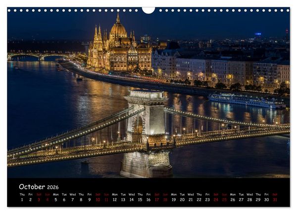 Produktbild: Danube River Nightlights (Wall Calendar 2026 DIN A3 landscape), CALVENDO 12 Month Wall Calendar