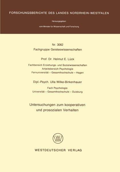 Produktbild: Untersuchungen zum kooperativen und prosozialen Verhalten