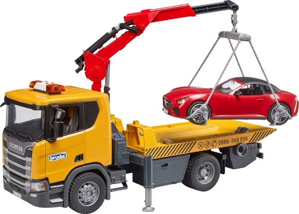 Produktbild: bruder 03552 Scania Super 560R Abschlepp-LKW mit L+S Modul + BRUDER Roadster