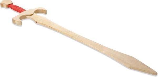 Produktbild: BestSaller 1104 - Langschwert Sigismund, Birke, 68cm, Holz-Schwert, Griff mit roter Kunstlederwickelung