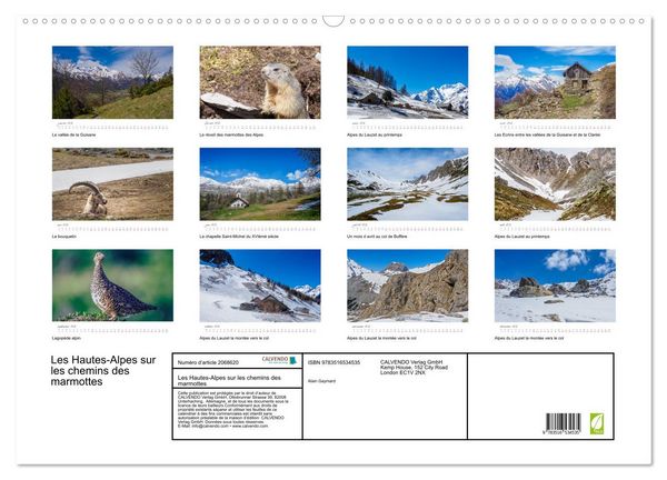 Produktbild: Les Hautes-Alpes sur les chemins des marmottes (Calendrier mural 2026 DIN A2 vertical), CALVENDO calendrier mensuel