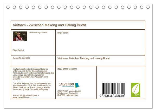 Produktbild: Vietnam - Zwischen Mekong und Halong Bucht (Tischkalender 2026 DIN A5 quer), CALVENDO Monatskalender