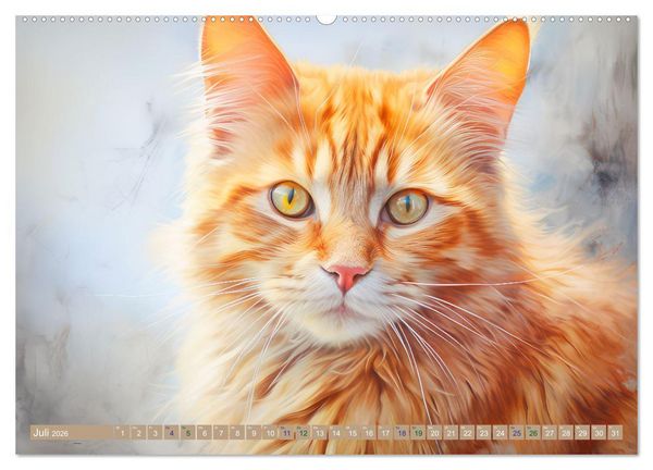 Produktbild: Katzen im Pastellstil (Wandkalender 2026 DIN A2 quer), CALVENDO Monatskalender