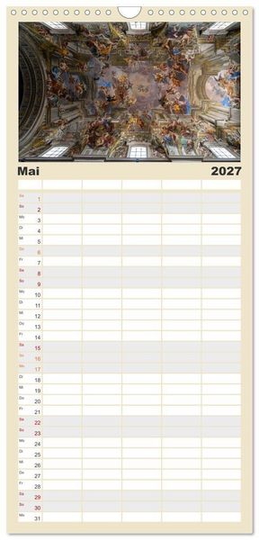 Produktbild: Familienplaner 2027 - Gew&ouml;lbe des Glaubens &ndash; Kirchendecken Europas mit 5 Spalten (Wandkalender, 21 x 45 cm) CALVENDO