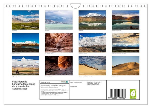 Produktbild: Faszinierende Landschaften entlang der chinesischen Seidenstrasse (Wandkalender 2026 DIN A4 quer), CALVENDO Monatskalender