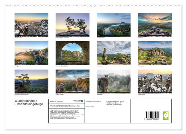 Produktbild: Wundersch&ouml;nes Elbsandsteingebirge (hochwertiger Premium Wandkalender 2026 DIN A2 quer), Kunstdruck in Hochglanz