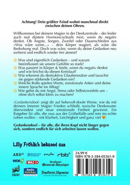 Produktbild: Gedankendoof - Der Ratgeber f&uuml;r mentale St&auml;rke: Gedanken verstehen, negative Muster l&ouml;sen, Glaubenss&auml;tze &auml;ndern & endlich befreit und gl&uuml;cklich leben