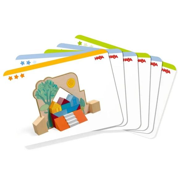 HABA 2012382001 - Stapel-Legespiel Bauspaß Logik 2in1, 33-teilig, Holz