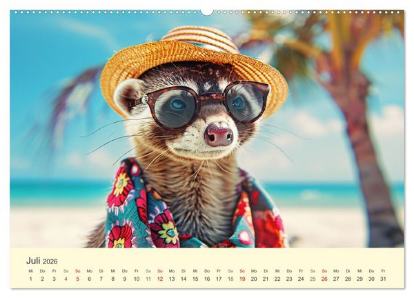 Produktbild: Kecke Marder. Charmante und niedliche Fashion-Ikonen (hochwertiger Premium Wandkalender 2026 DIN A2 quer), Kunstdruck in Hochglanz