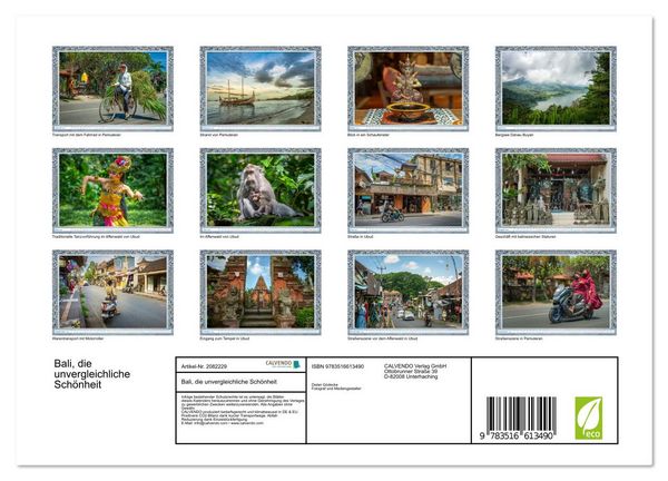 Produktbild: Bali, die unvergleichliche Sch&ouml;nheit (Wandkalender 2026 DIN A4 quer), CALVENDO Monatskalender