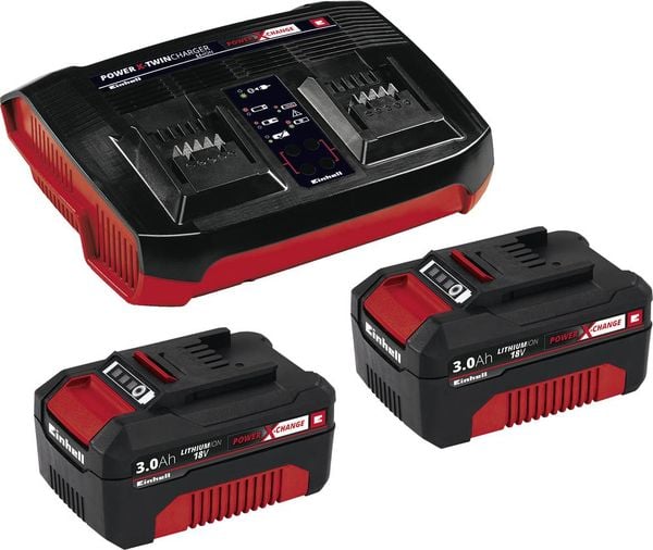 Einhell Power X-Change 2x 3Ah & Twincharger Kit 4512083 Werkzeug-Akku und Ladegerät 18 V 3 Ah Li-Ion
