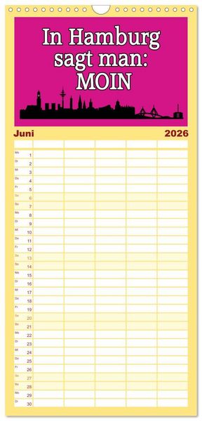 Produktbild: Familienplaner 2026 - Hamburger Schnack mit 5 Spalten (Wandkalender, 21 x 45 cm) CALVENDO