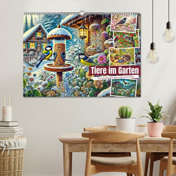 Produktbild: Tiere im Garten - Tierische Begegnungen in der gr&uuml;nen Oase (Wandkalender 2026 DIN A2 quer), CALVENDO Monatskalender