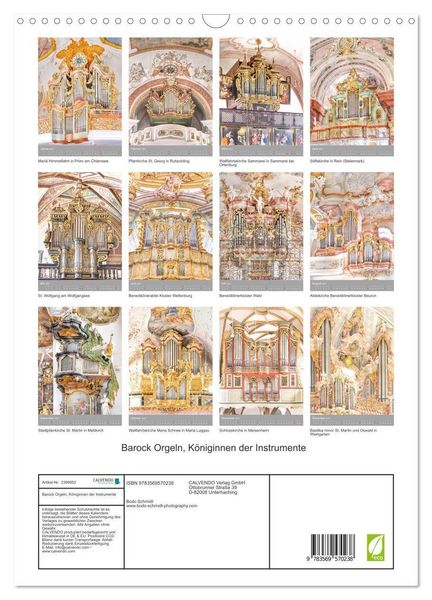 Produktbild: Barock Orgeln, K&ouml;niginnen der Instrumente (Wandkalender 2027 DIN A3 hoch), CALVENDO Monatskalender