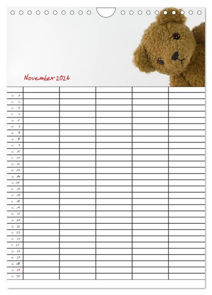 Produktbild: Der Teddyb&auml;ren-Familienplaner (Wandkalender 2026 DIN A4 hoch), CALVENDO Monatskalender