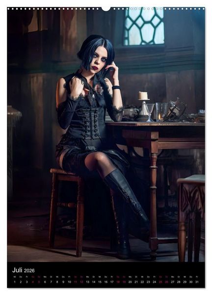 Produktbild: Gothic Kalender - Ein Jahr voller Gothic-Mystik und Eleganz (hochwertiger Premium Wandkalender 2026 DIN A2 hoch), Kunstdruck in Hochglanz