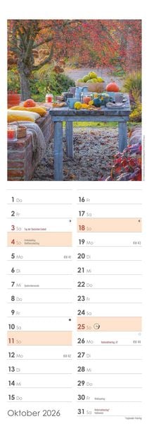 Produktbild: Gartenzauber 2026 - Streifenkalender 15x42 cm - mit viel Platz für Eintragungen - Gärten - Bildkalender - Wandplaner - Gartenkalender