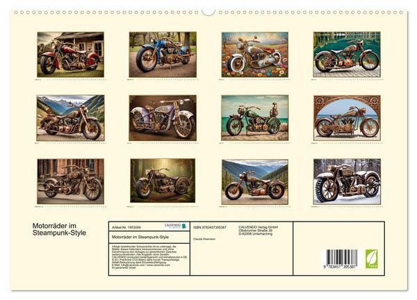Produktbild: Motorr&auml;der im Steampunk-Style (hochwertiger Premium Wandkalender 2026 DIN A2 quer), Kunstdruck in Hochglanz