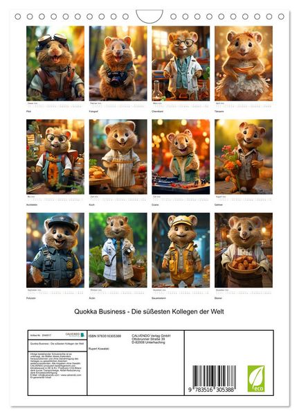 Produktbild: Quokka Business - Die s&uuml;&szlig;esten Kollegen der Welt (Wandkalender 2026 DIN A4 hoch), CALVENDO Monatskalender