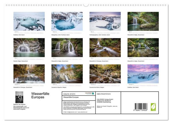 Produktbild: Wasserf&auml;lle Europas (hochwertiger Premium Wandkalender 2026 DIN A2 quer), Kunstdruck in Hochglanz