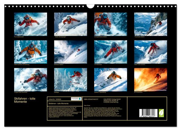 Produktbild: Skifahren - tolle Momente (Wandkalender 2026 DIN A3 quer), CALVENDO Monatskalender