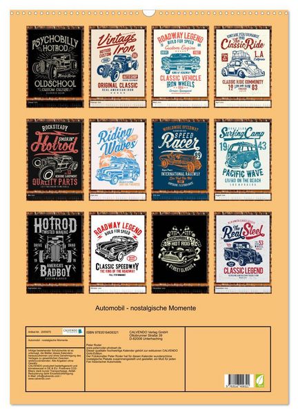 Produktbild: Automobil - nostalgische Momente (Wandkalender 2026 DIN A2 hoch), CALVENDO Monatskalender