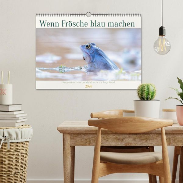 Produktbild: Wenn Fr&ouml;sche blau machen - das geheime Leben der Moorfr&ouml;sche von Tanja Riedel (Wandkalender 2026 DIN A3 quer), CALVENDO Monatskalender