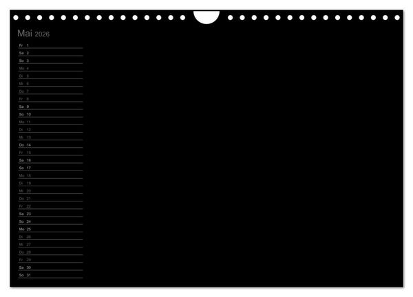 Produktbild: Bastel-Geburtstagskalender schwarz / Geburtstagskalender (Wandkalender 2026 DIN A4 quer), CALVENDO Monatskalender